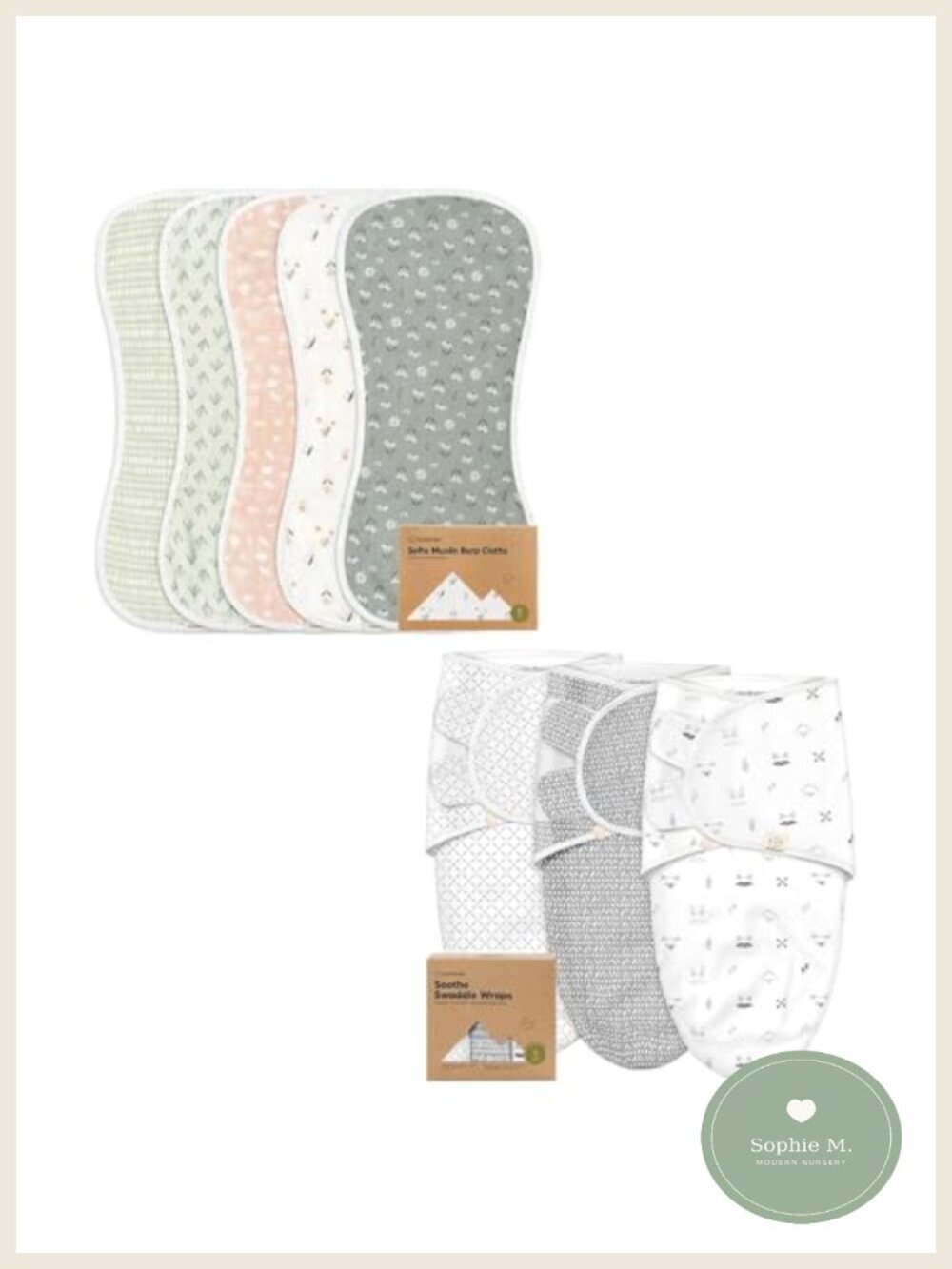 Muslin Baby Burp Cloths 5-Pack Cotton Washcloths Newborn Swaddle Sleep Sacks